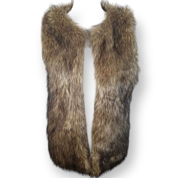 Merona Womens Open Front Faux Fur Mingled Brown Sleeveless Lined Vest SZ. XS EUC - Picture 1 of 5